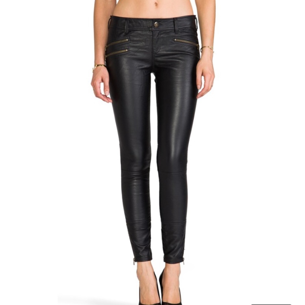 Free People Vegan Leather Skinny Pant Black 4